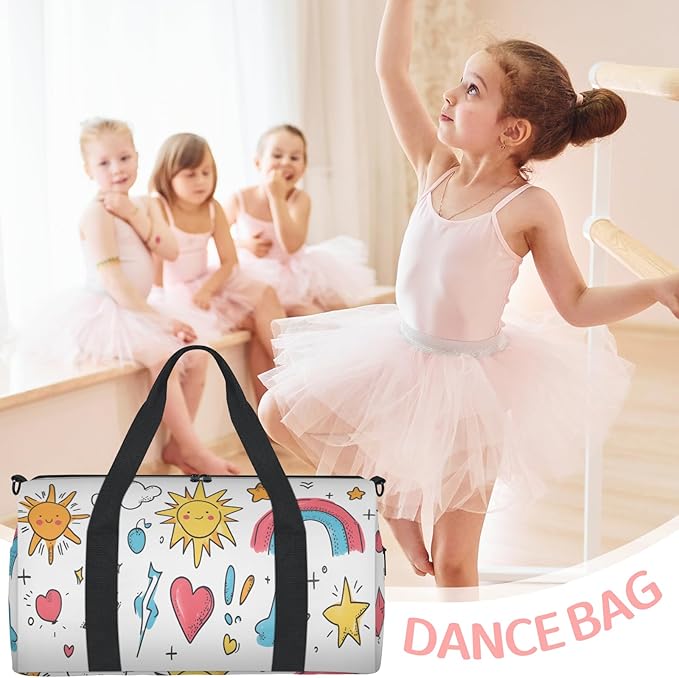 Sun Rainbow Cartoon Travel Duffle Bag for Women Men, Overnight Weekender Bag, Carry on Tote for Sport Gym