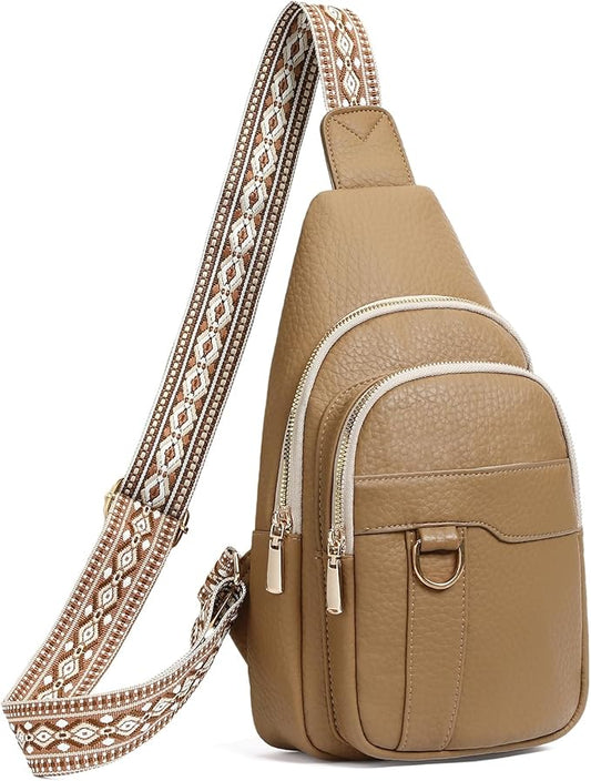 GAEKEAO Sling Bag for Women Crossbody Bags Fanny Pack Vegan Leather Chest Bag Travel Shoulder Belt Purse Backpack Gifts