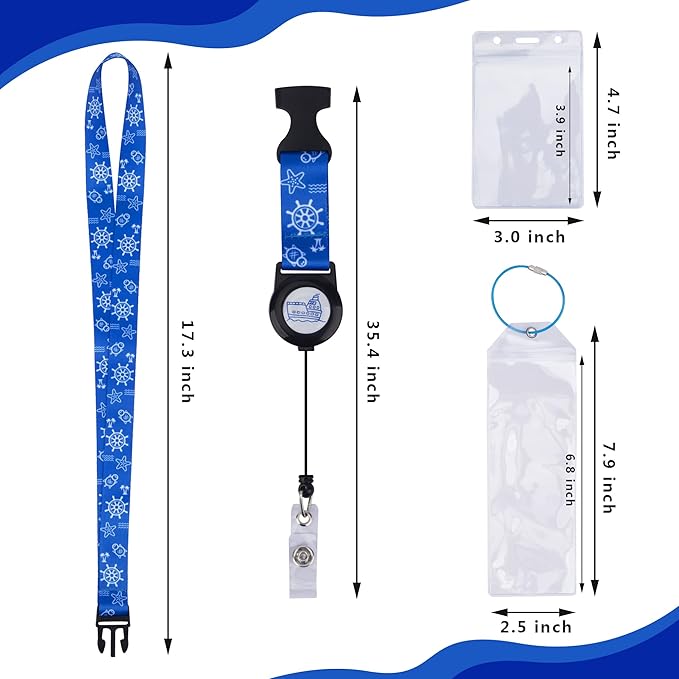 SWATOM Cruise Lanyards 9PCS Retractable Cruise Lanyard for Cruise Ship Cards, Royal Caribbean & Celebrity 2025 & 2026 Waterproof Luggage Tag Holders Set for with Detachable Badge Holder for ID Cards