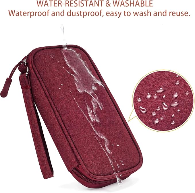 Electronic Cord Organizer Travel Case, Electronic Organizer Pouch Bag, Cable Organizer bag Pouch Electronic Accessories Case for Cable, Cord, Charger, Phone, Power Bank, Earphone (Wine Red)