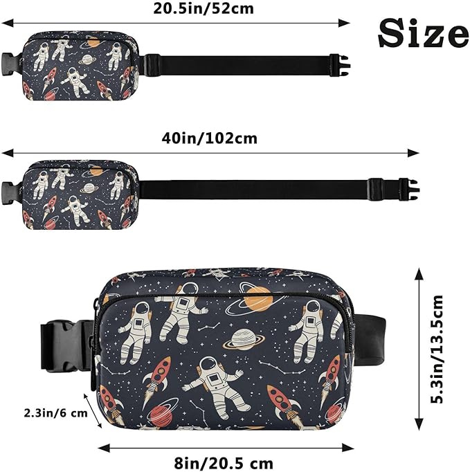 Universe Space Planet Astronauts Fanny Pack for Women Men Water Resistant Fashion Waist Packs with Adjustable Strap Belt Bag for Travel Workout Jogging Hiking 21219416