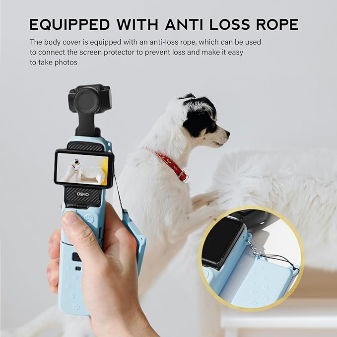 Pocket 3 Case, Cute Silicone Protective Case Compatible with DJI Osmo Pocket 3 Creator Combo, Lightweight Screen Protector Grip Cover Accessories for Xtra Muse - Cat Paw Blue
