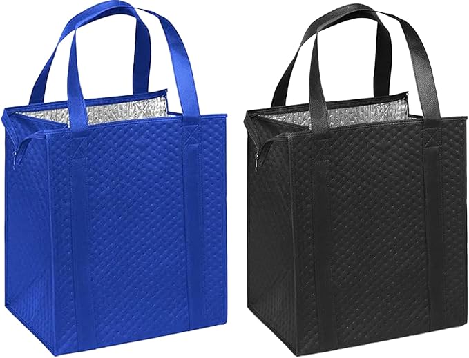 Mediz Hannah Direct Large Capacity Heavy Duty Insulated Smart Shopping Bag - Strong Reusable Grocery Tote 2 Pack