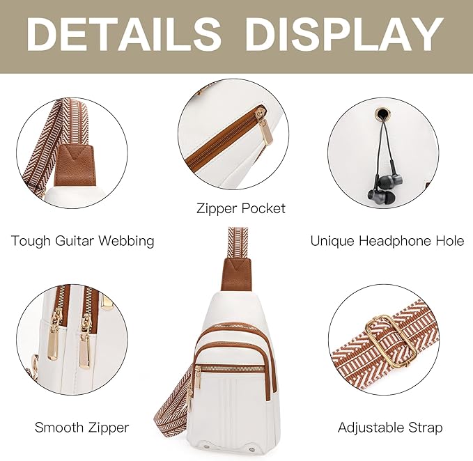 GAEKEAO Sling Bag for Women Crossbody Bags Fanny Pack Vegan Leather Chest Bag Travel Shoulder Belt Purse Backpack Gifts