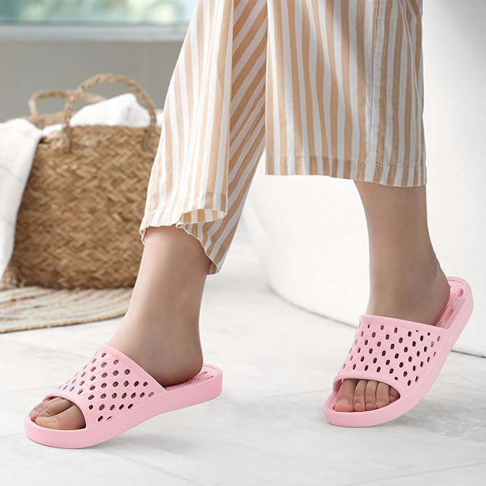 Litfun Shower Shoes for Women Non-Slip Quick Dry Shower Slippers Lightweight Pool Sandals with Drain Holes for College Dorm, Beach, Bathroom & Gym