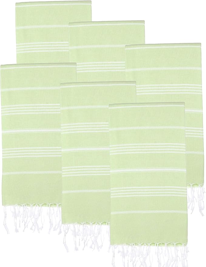Turkish Beach Towels, Pack of 6 | Oversized, Quick Dry, Sand Free | 100% Cotton, Large 38x71 Towels for Beach, Pool, Travel | Ultra-Soft, Compact, and Absorbent | Pistachio Green