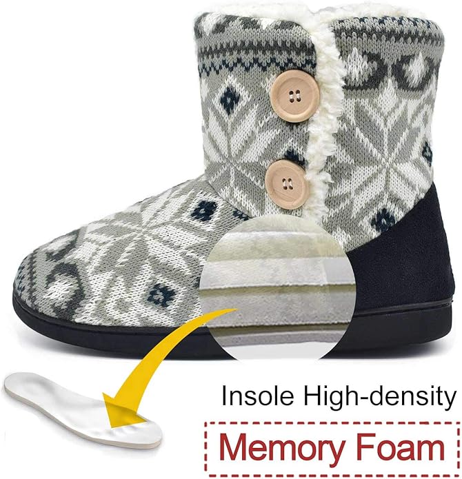 ONCAI Women's Slippers Comfort Knit Boots Winter Warm Outdoor Indoor Shoes