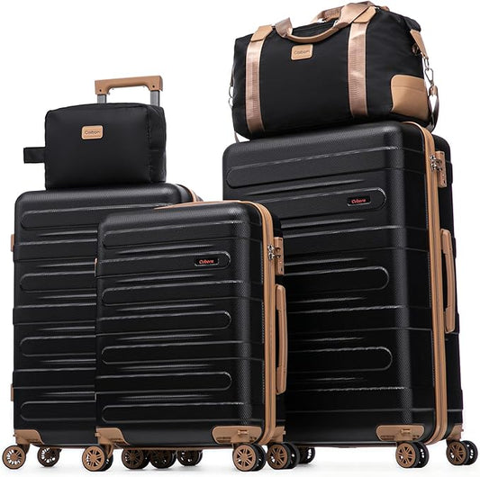 Luggage Sets 5 Piece Durable Suitcase Set with Spinner Wheels, Hard Shell Carry on Luggage with TSA Lock, Large Checked Travel Suitcases for Men and Women