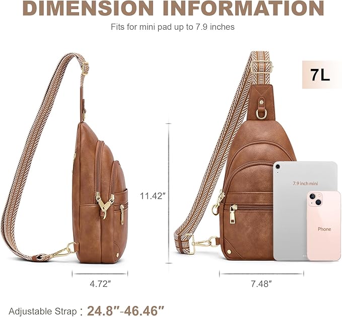 Anti Theft Crossbody Bags for Women, RFID Sling Bag Travel Purse, RFID Cross Body Purses Chest Bag for Travel Brown