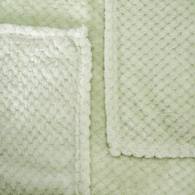 Fuzzy Throw Blanket, Plush Fleece Blankets for Adults, Toddler, Boys and Girls, Warm Soft Blankets and Throws for Bed, Couch, Sofa, Travel and Outdoor, Camping (Twin(60"x80"), XL1-Pastel Green)