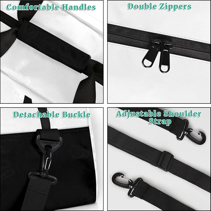 Personalize-Kids-Sports-Duffel-Bags With Custom Name Text Carry-On Overnight Travel Gym Lightweight Dance Pattern Sports Bags For Girls Boys Kids,White