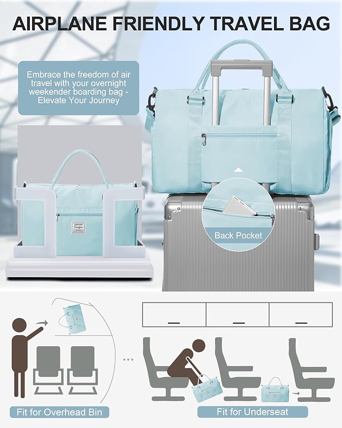 Gym Bag Womens Mens with Shoes Compartment and Wet Pocket Travel Duffel Bag for Women for Plane Sport Gym Tote Bags with Toiletry Bag Waterproof Weekend Overnight Carry on Bag Hospital Holdalls