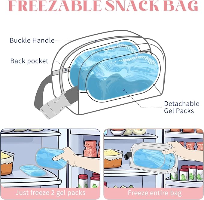 Cerbonny Small Cooler Bag Freezable Lunch Bag for Work School Travel, Leak-Proof, Insulated, Portable, Lightweight, 2.5L, Love Pattern