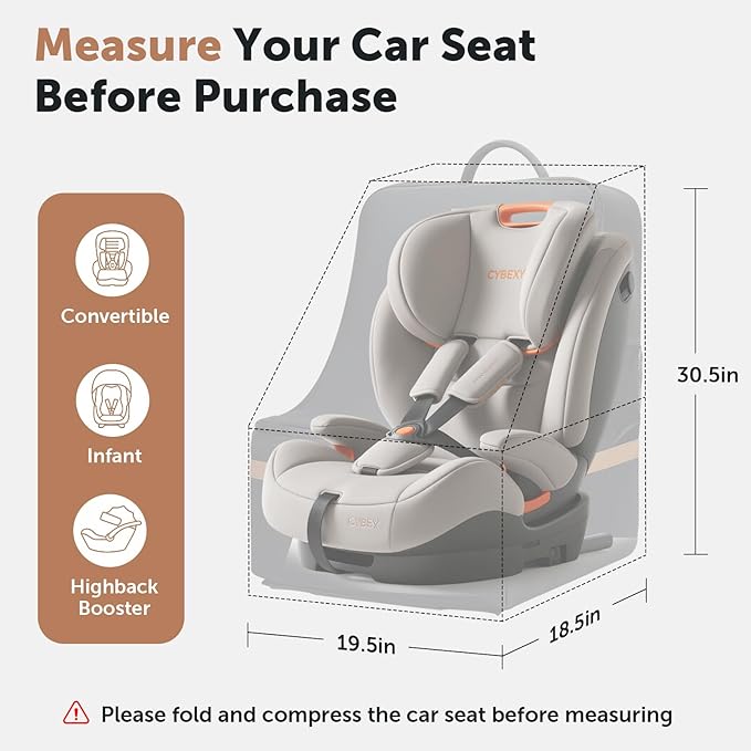 Car Seat Travel Bag for Airplane with Wheels, 4 Spinner Wheels, 900D Heavy Duty Padded Carseat Travel Bag, Ergonomic Backpack with Waist Support, Universal Fit for Convertible Infant Seats