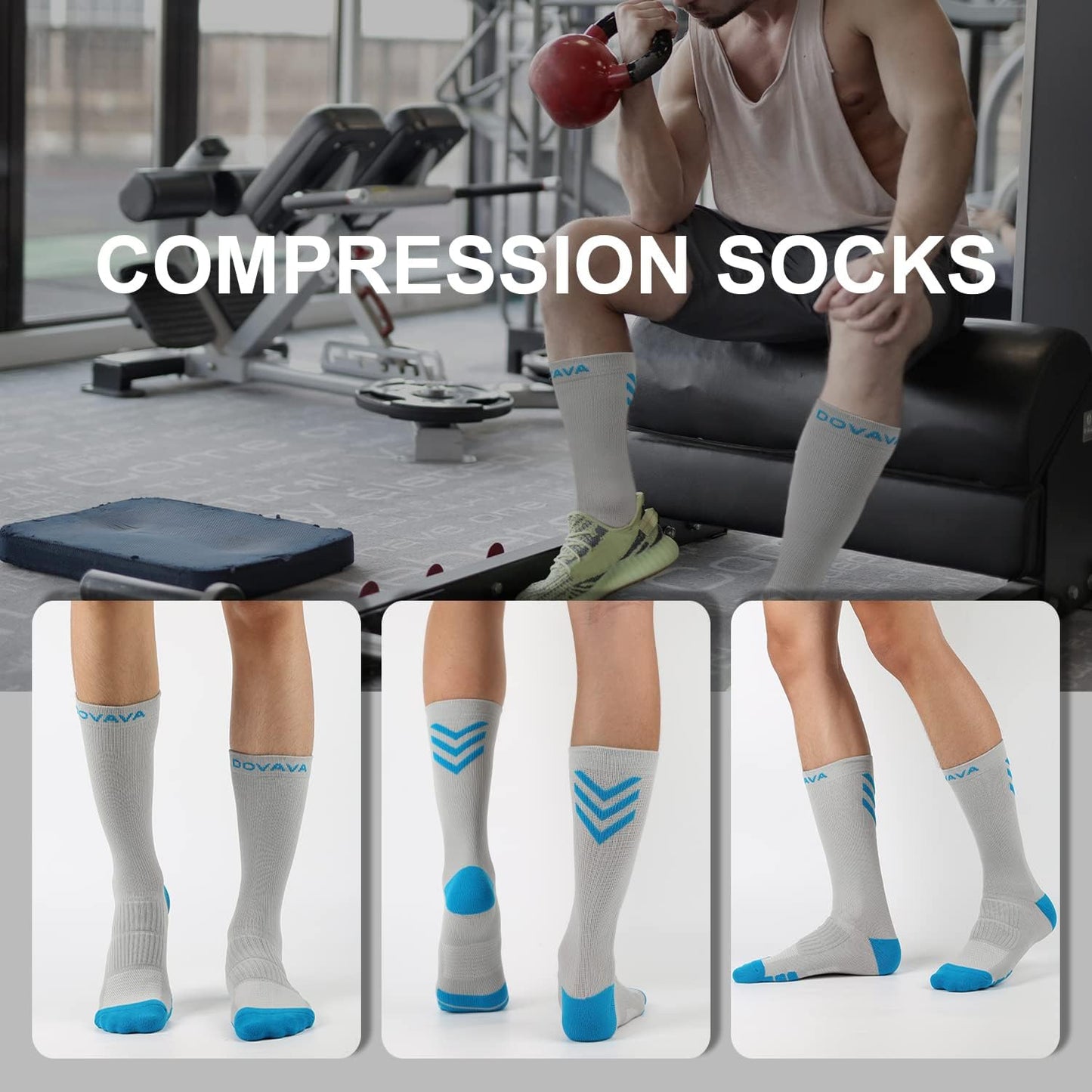 DOVAVA Dri-tech Compression Crew Socks (4/6 Pairs), Comfort Boost Circulation