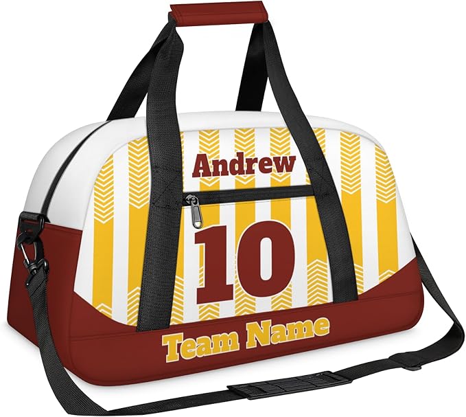 Basketball Soccer Gifts for Boys Girls - Custom Sports Duffle Bag, Personalized Name & Team Bag, Water-Resistant Gym Bag for Basketball, Soccer, Volleyball | Y-Yellow Dark Red
