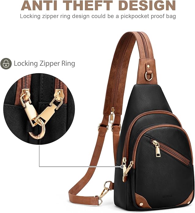 Anti Theft Sling Bag for Women, RFID Crossbody Purses Convertible Sling Backpack, Cross Body Purse Chest Bag
