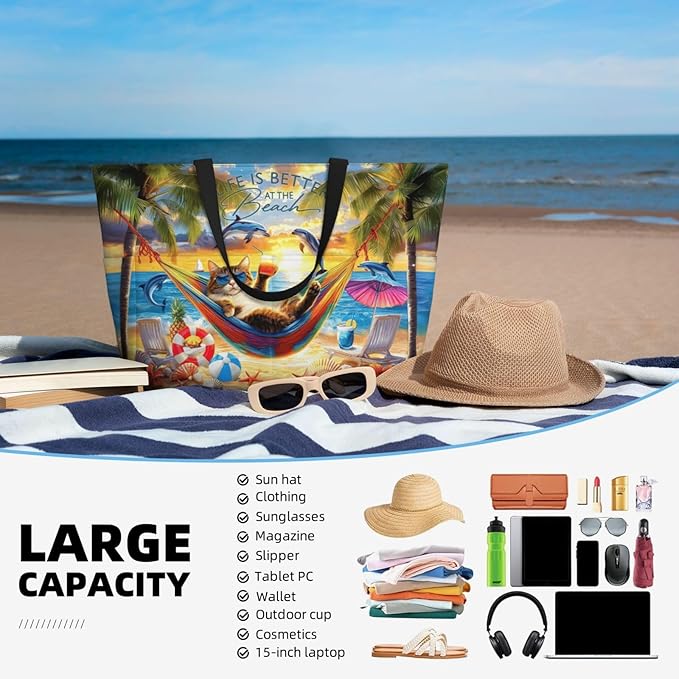 Extra Large Beach Bags For Women, Waterproof Beach Totes Bags For Women, Lightweight Foldable Pool Bag With Zipper