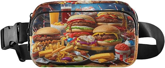 Hamburger Fries Juice Fanny Pack for Women Men Water Resistant Fashion Waist Packs with Adjustable Strap Belt Bag for Travel Workout Jogging Hiking 21219762
