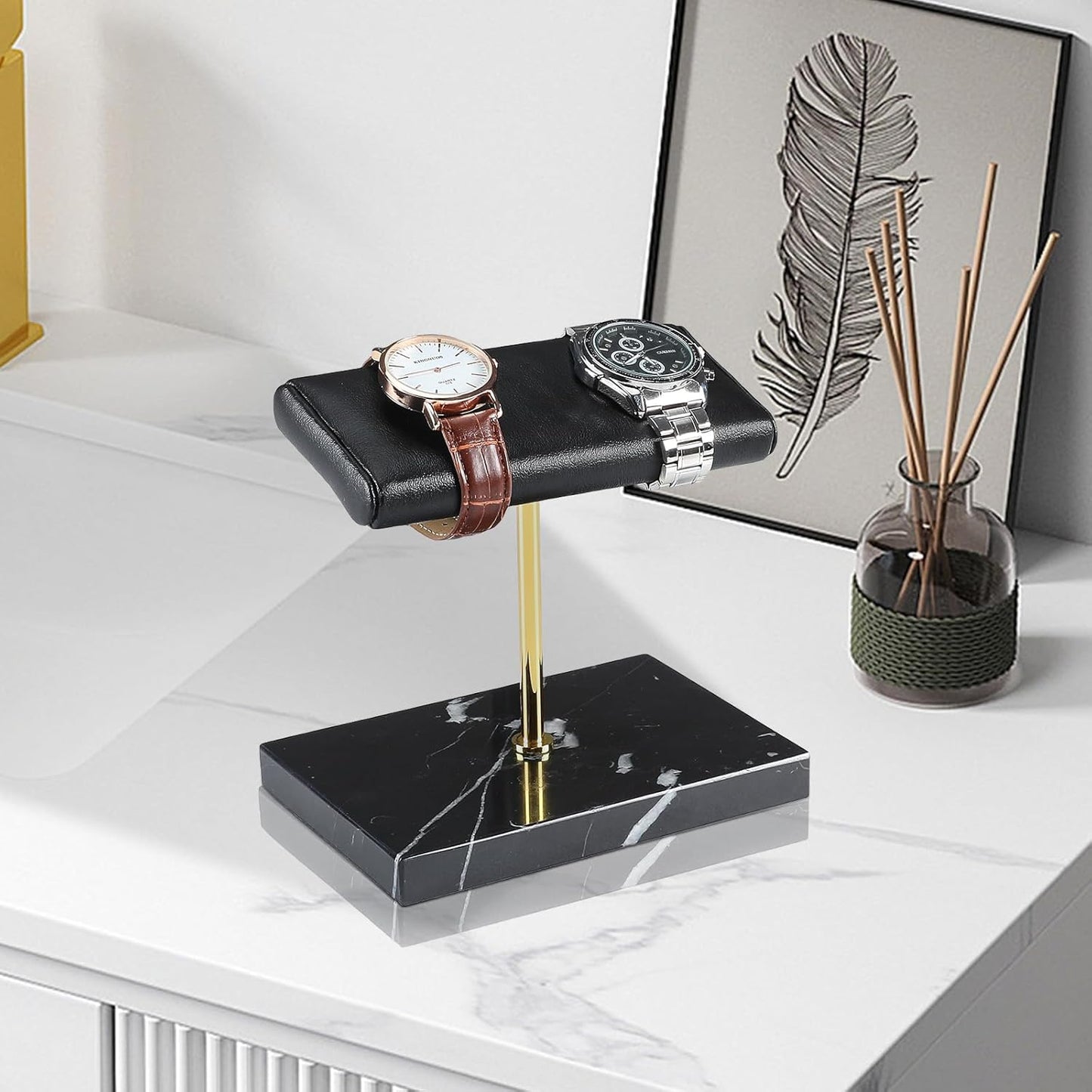 LYS&LYX Watch stand watch display stand watch holder watch Handcrafted watch holder (2--black/glod/black)