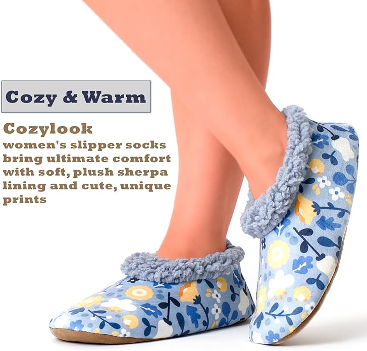 Cozylook Fuzzy Slippers for Women Indoor, Warm Bedroom Slip On Shoes, Winter Fluffy House Socks with Grippers, Cozy Christmas Gifts Unique