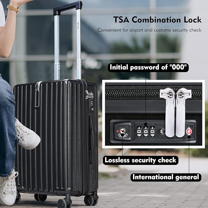 Carry On Luggage 22x14x9 Airline Approved, PC Lightweight luggage with Spinner Wheels, 20 Inch Hardside Carry-On luggage with TSA Lock Rolling suitcase for Travel