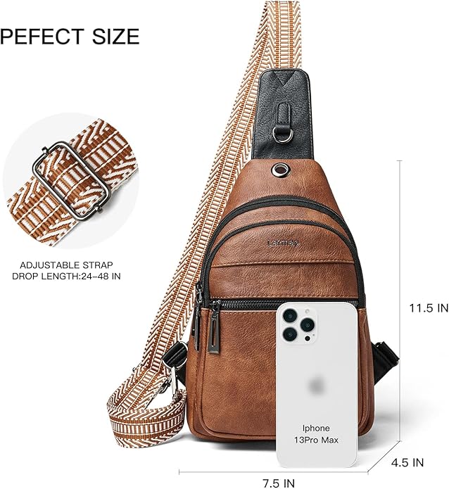 Sling Bag For Women Faux Leather Small Casual Daypack Backpack Fanny Pack Crossbody Chest Bags Purse