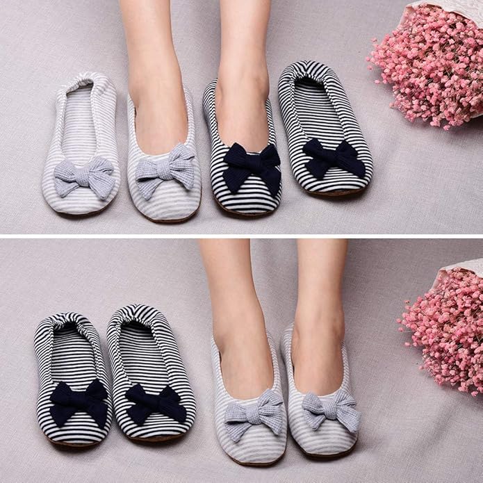 Panda Bros Women's Ballerina House Slippers,Anti-Skid Comfy Warm Ballet Style Slippers