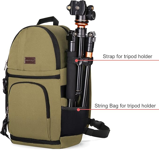 MOSISO Camera Sling Bag, DSLR/SLR/Mirrorless Camera Case Shockproof Photography Camera Backpack with Tripod Holder & Removable Modular Inserts Compatible with Canon/Nikon/Sony/Fuji, Khaki