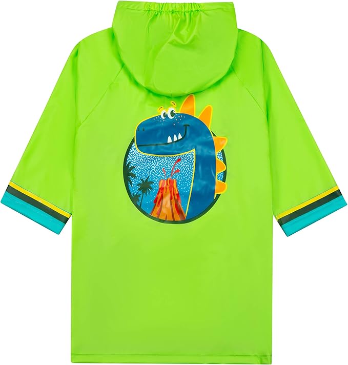 Puddle Play Kids Waterproof Hooded Rain Slicker – Lightweight Outwear Jacket in Fun Designs, Sizes 2-9 Years