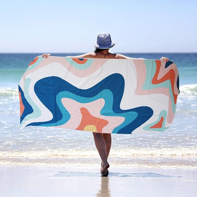 PY SUPER MODE 2 Pack Beach Towel - 75 x 35 inches Quick Dry Microfiber Beach Towels Oversized, Lightweight Soft and Absorbent Bath Towel Suitable for Swimming Pool Camping for Kids & Adults