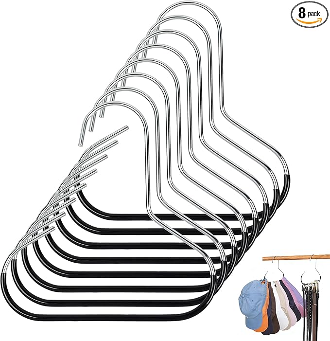 Hat Organizer Belt Hanger for Closet 8Pcs Black Baseball Caps Organizer for Closet Hat Racks for Belt Ties Tank Tops