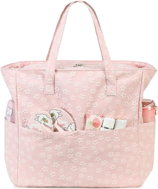 LEDAOU Large Beach Bag Women Waterproof Sandproof Zipper Beach Tote Pool Bag for Swim Gym Grocery Travel with Wet Pocket | Waterproof, Sandproof, Zipper, Pool, Gym, Grocery