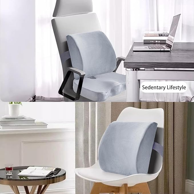 WMM Seat Cushion & Lumbar Support Pillow for Office Chair, Car Seat Wheelchair Travel, Reduce Tailbone Pressure for Lower Back, Tailbone, Sciatica, Hip Pain Relief