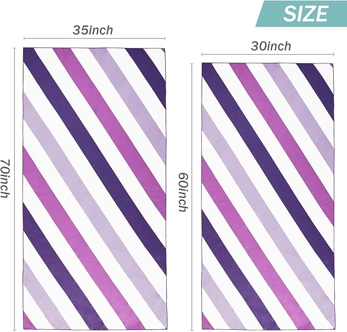 Whale Flotilla Quick Dry Beach Towel Oversized (35"x70"), Microfiber Sand-Free Beach Towels, Extra Large Compact Pool Travel Accessories, Purple