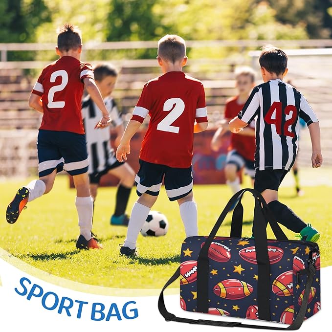 American Football Print Travel Duffle Bag for Women Men, Overnight Weekender Bag, Carry on Tote for Sport Gym