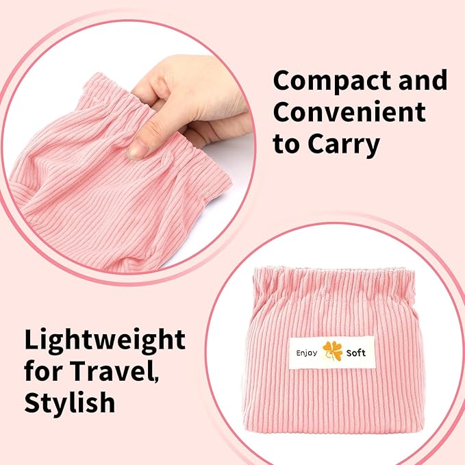 AUGSUN 6pc Corduroy Elastic Hair Tie Organizer, Storage Bag Makeup Pouch Travel Storage Organizer Accessories 5.11 x 1.96 x 4.72 Inches Multipurpose Elastic Aesthetic Lipstick Bag