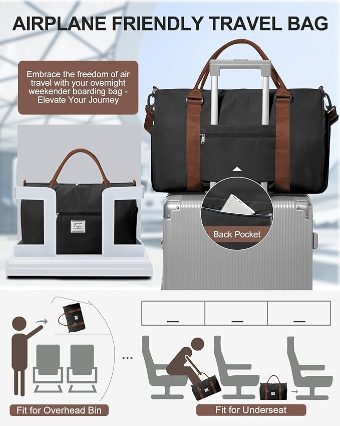 Gym Bag Womens Mens with Shoes Compartment and Wet Pocket Travel Duffel Bag for Women for Plane Sport Gym Tote Bags Swimming Yoga Waterproof Weekend Overnight Carry on Bag Hospital Holdalls