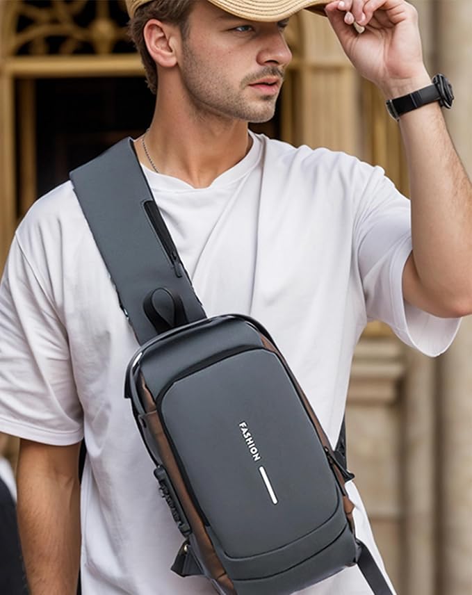Sling Bag for Men Anti-Theft USB Crossbody Backpack Waterproof Chest Daypack | Anti-Theft, USB, Waterproof