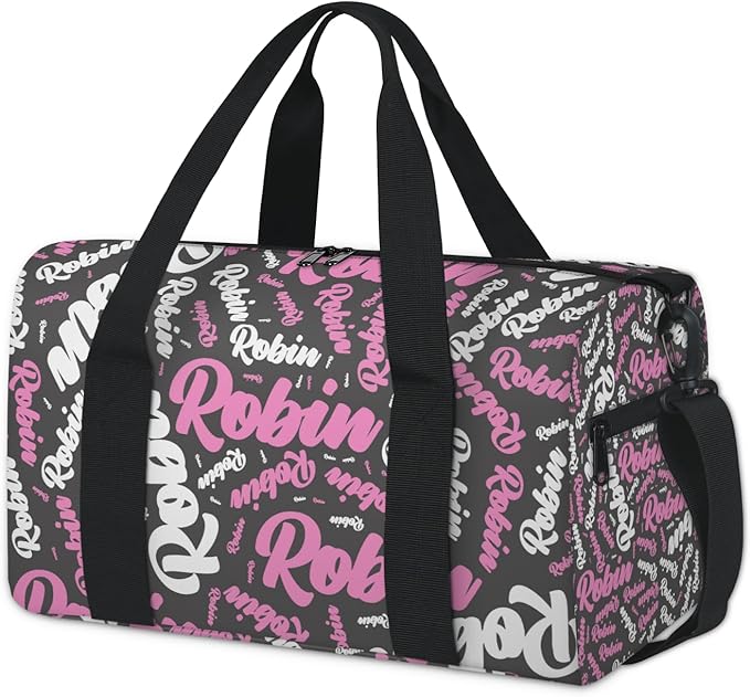 Custom-Dance-Gymnastics-Bag for Girls Personalized Kids Duffle Bag Cheerleader Team Bag for Travel Gym Sport Pink White Gray