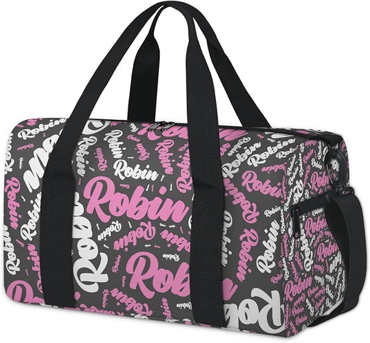 Custom-Dance-Gymnastics-Bag for Girls Personalized Kids Duffle Bag Cheerleader Team Bag for Travel Gym Sport Pink White Gray