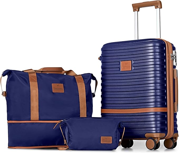 Joyway Carry On Luggage 20 Inch Expandable Suitcase with Spinner Wheel, 3 Piece Hard Shell Luggage Set with TSA Lock(Navy Blue)