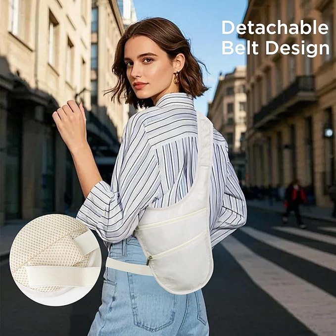 Crossbody Bag for Men Women Anti-Theft Money Belt for Travel Hidden Slim Passport Holder Mini Sling Bag Chest Belt Under Clothes to Protect Cash, Credit Cards, Phone