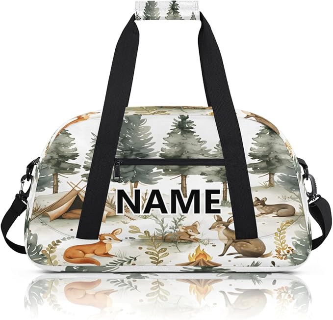 Squirrels Mini Gym Bag 18 inch for Women Men Waterproof Custom Forest Animals Travel Duffel Bag Carry On Overnight Tote Nurse Bag for Work Fitness Hiking