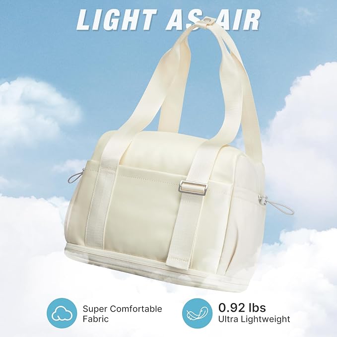 G4Free 10L Mini Gym Bag, Lightweight Small Duffle Bag with Wet Pocket for Women Men, Cute Duffel Bag for Workout Dance Yoga Travel, Beige