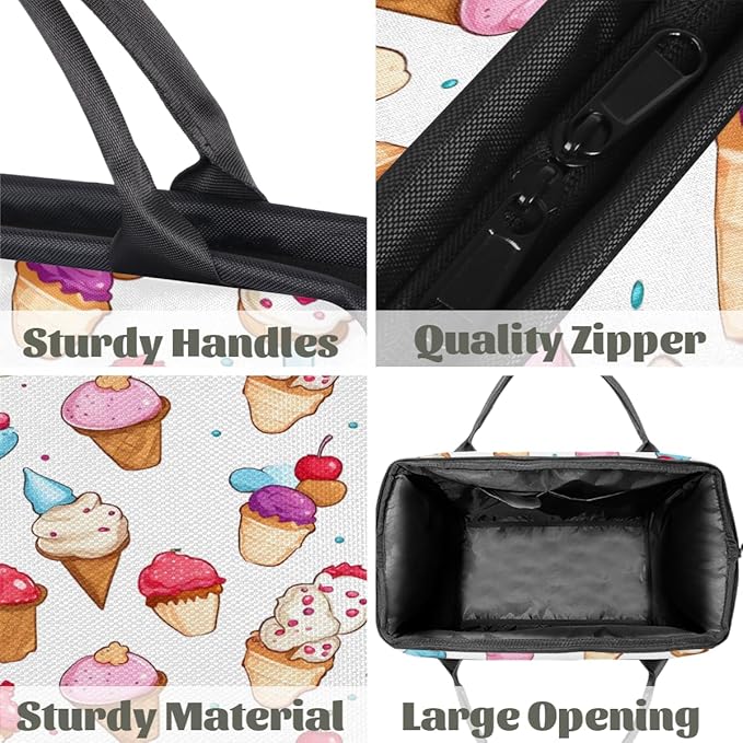 Summer Ice Cream Overnight Weekender Bag for Women Men Travel Duffel Bags Waterproof Luggage Carry on Sports Yoga Gym Bag