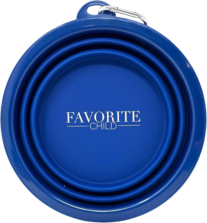 SparkDog Favorite Child Collapsible Dog Bowl, 1000ML (34oz) –XL Food-Grade Silicone Travel Bowl with Sturdy Rim – Extra Large Portable for Dogs & Cats – Great for Pet Lovers (Navy)