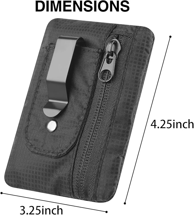 RFID Blocking Clip Stash Pocket, Compact Hidden Travel Belt Wallet for Cards & Cash - Slim Pickpocket-Proof Design for Everyday Carry, Black