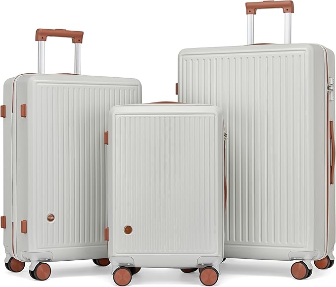 Luggage Sets with Spinner Wheels, 3 Piece Suitcase Set for Women,Hardside Luggage set Clearance with TSA Lock,Hard Shell Rolling suitcase,Hard Case for Travel(Silvery, 3PCS Set)