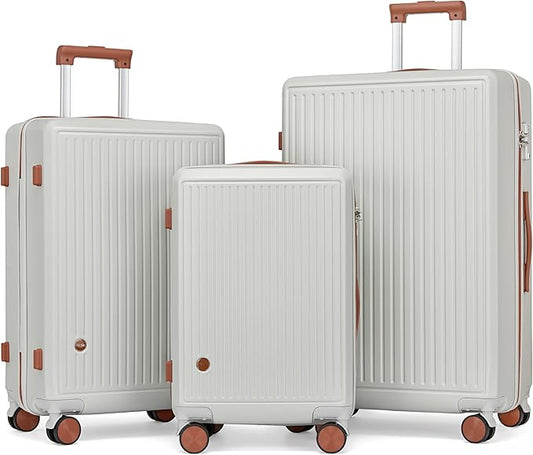 Luggage Sets with Spinner Wheels, 3 Piece Suitcase Set for Women,Hardside Luggage set Clearance with TSA Lock,Hard Shell Rolling suitcase,Hard Case for Travel(Silvery, 3PCS Set)